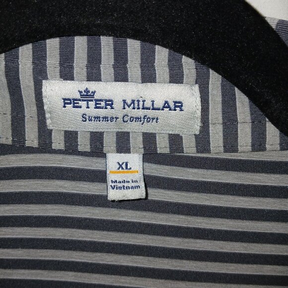 PETER MILLAR MASSEY FERGUSON GOLF POLO, TWO TONE GRAY STRIP, SIZE XL - Picture 3 of 5